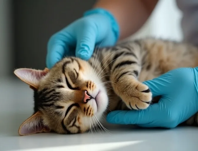 Specialist carefully handling a deceased cat with dignity in Marcus Hill