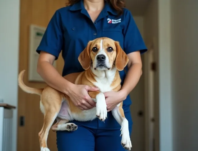 Technician respectfully transporting a deceased dog in Marcus Hill